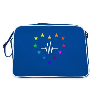 Couleurs de l'arc-en-ciel de la ligne d'impulsion cardiaque de l'UE Europe - Sac Retro - bleu/blanc - Dos
