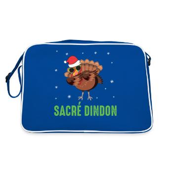 Sacré dindon dinde de noel dab chapeau et lunette - Sac Retro - bleu/blanc - Dos