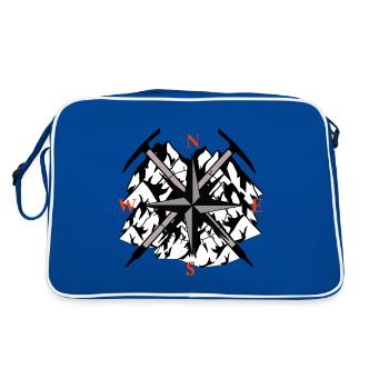 Mountain Peak Mountain Compass Pickaxe Mountain Sports - Retro Bag - blue/white - Back