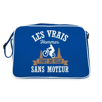 Les vrais hommes font du vélo sans moteur cycliste - Sac Retro - bleu/blanc - Dos