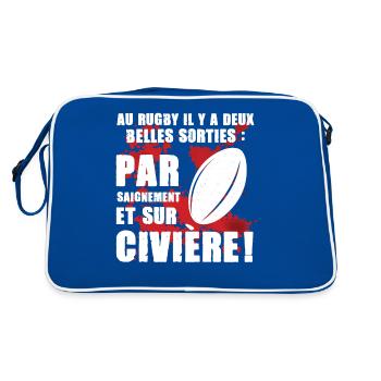 Cadeau rugby citation message sang guerre combat - Sac Retro - bleu/blanc - Dos