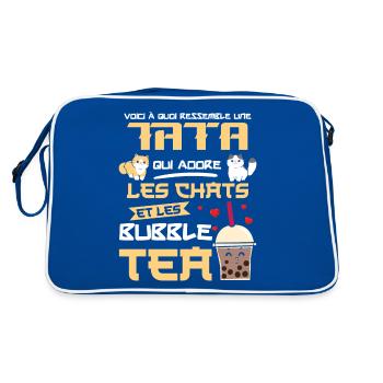tata chats bubble tea kawaii mangas - Sac Retro - bleu/blanc - Dos