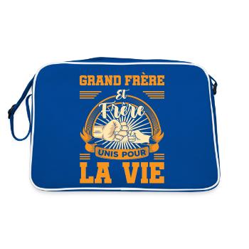 grand frère et petit frère unis pour la vie check - Sac Retro - bleu/blanc - Dos