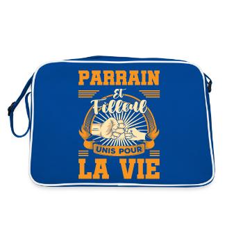 Demande parrain et filleul unis pour la vie humour - Sac Retro - bleu/blanc - Dos