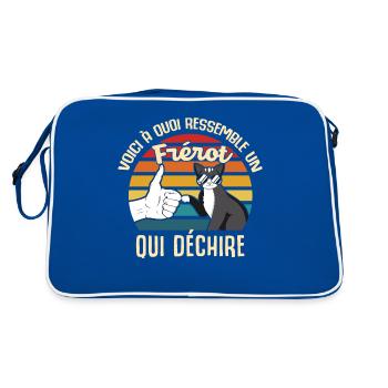 frérot cadeau propriétaire chats lunettes vintage - Sac Retro - bleu/blanc - Dos