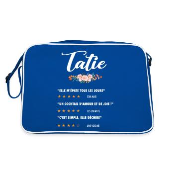 tatie citation fleurs critique film tante tantine - Sac Retro - bleu/blanc - Dos