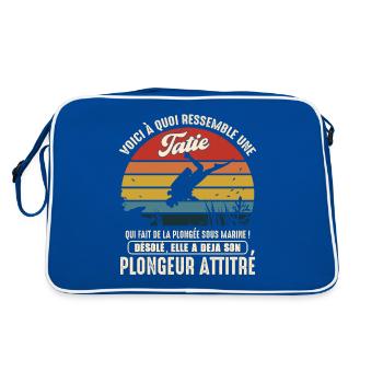 tatie pratiquante plongée sous marine plongeur - Sac Retro - bleu/blanc - Dos