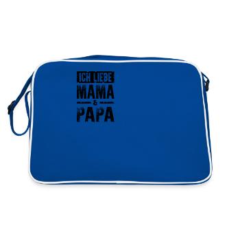 Ich Liebe Mama Papa - Retro Tasche - Blau/Weiß - Hinten