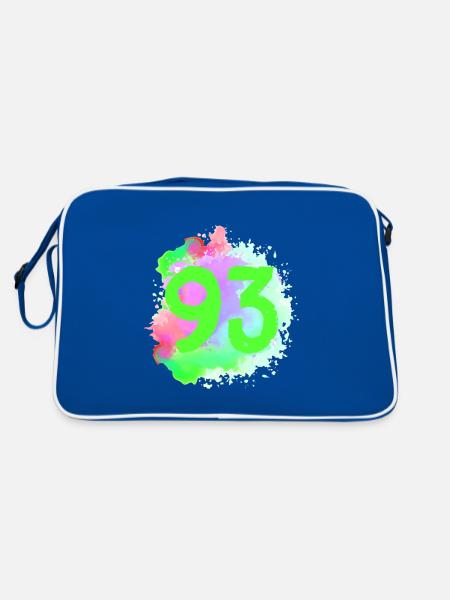 93 Zahl Klecks - Retro Tasche - Blau/Weiß - Hinten