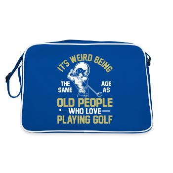 Grandfather Dad Amateur Golf Humor Grandpa Old - Retro Bag - blue/white - Back
