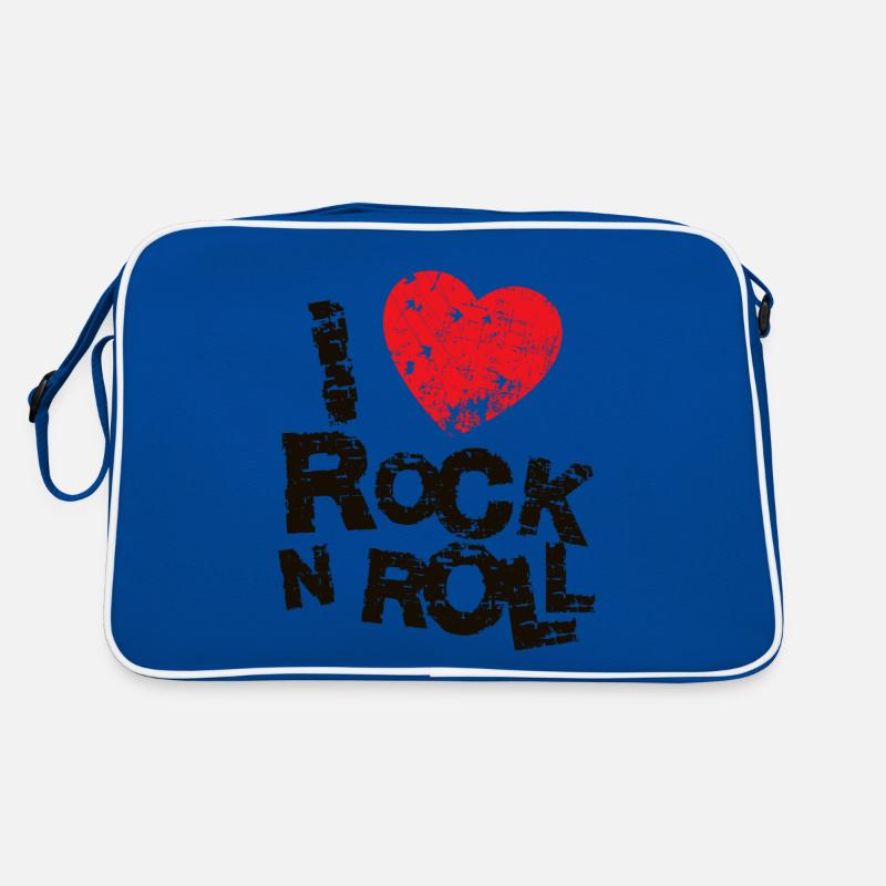 ICH LIEBE ROCK N ROLL. - Retro Tasche - Blau/Weiß