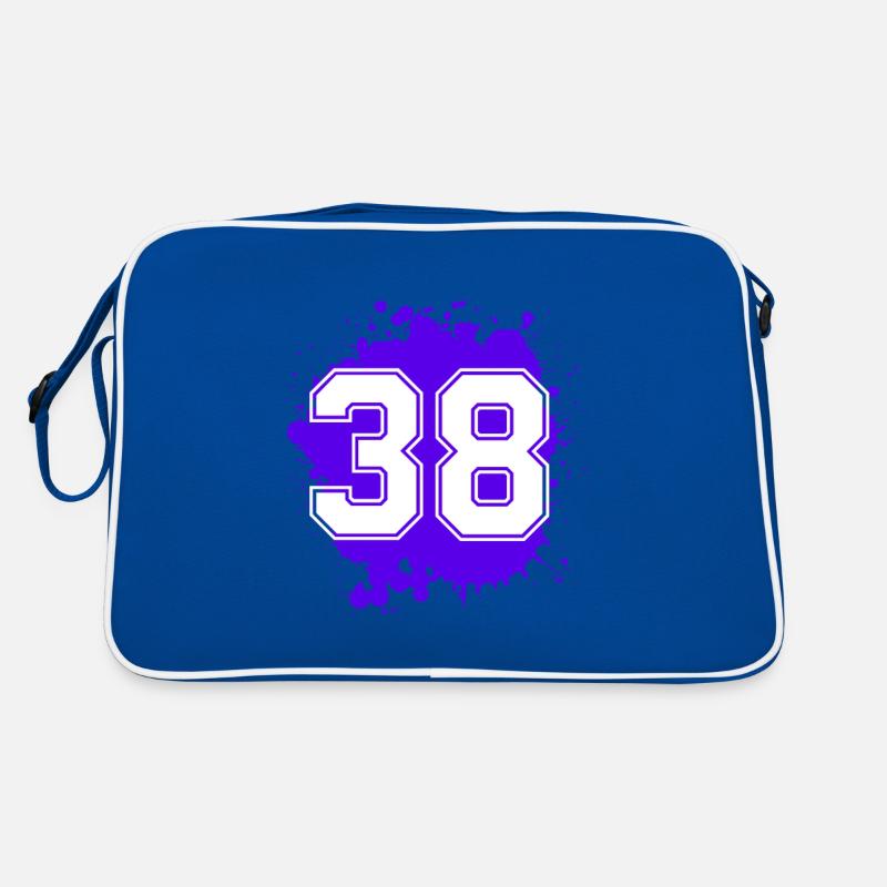 38 Zahl Klecks - Retro Tasche - Blau/Weiß