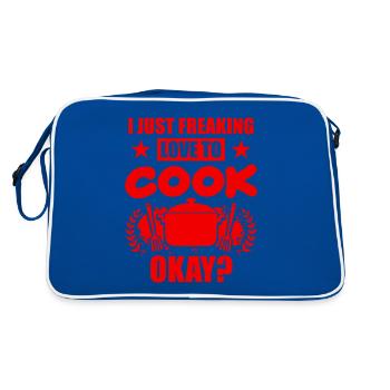 liebe kochen - Retro Tasche - Blau/Weiß - Hinten