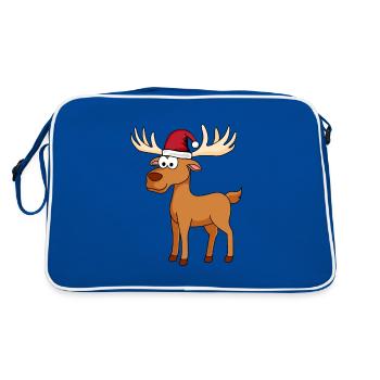 Elch Comic Weihnachten - Retro Tasche - Blau/Weiß - Hinten