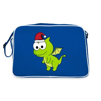 Drache Comic Weihnachten - Retro Tasche - Blau/Weiß - Hinten