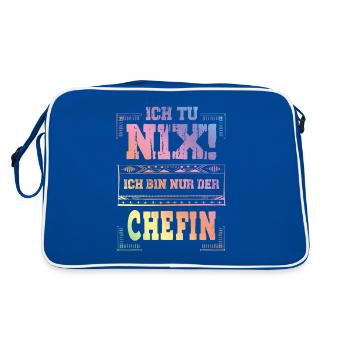 Weltbeste Chefin - Retro Tasche - Blau/Weiß - Hinten