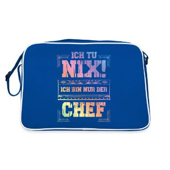 Weltbester Chef - Retro Tasche - Blau/Weiß - Hinten