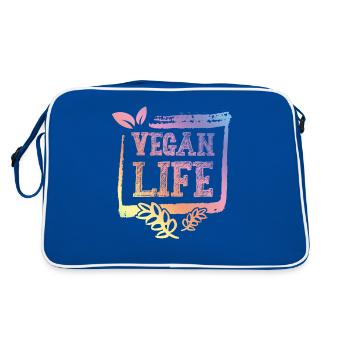 Vegan Leben - Retro Tasche - Blau/Weiß - Hinten