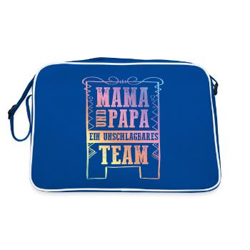 Équipe maman et papa - Sac Retro - bleu/blanc - Dos