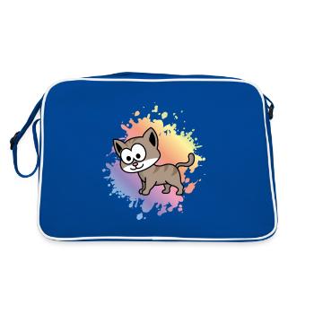Cat Comic Animal - Retro Bag - blue/white - Back