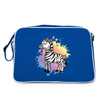 Zebra Comic Tier - Retro Tasche - Blau/Weiß - Hinten
