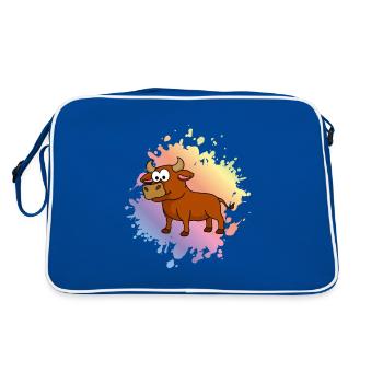 Stier Comic Tier - Retro Tasche - Blau/Weiß - Hinten