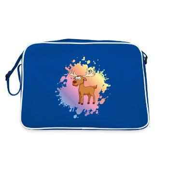 Elch Comic Tier - Retro Tasche - Blau/Weiß - Hinten