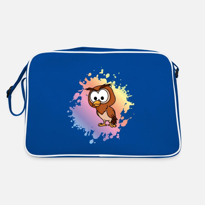 Eule Comic Tier - Retro Tasche - Blau/Weiß