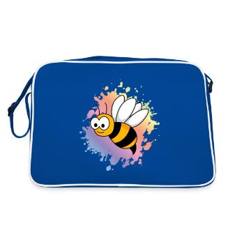 Honigbiene Comic Tier - Retro Tasche - Blau/Weiß - Hinten