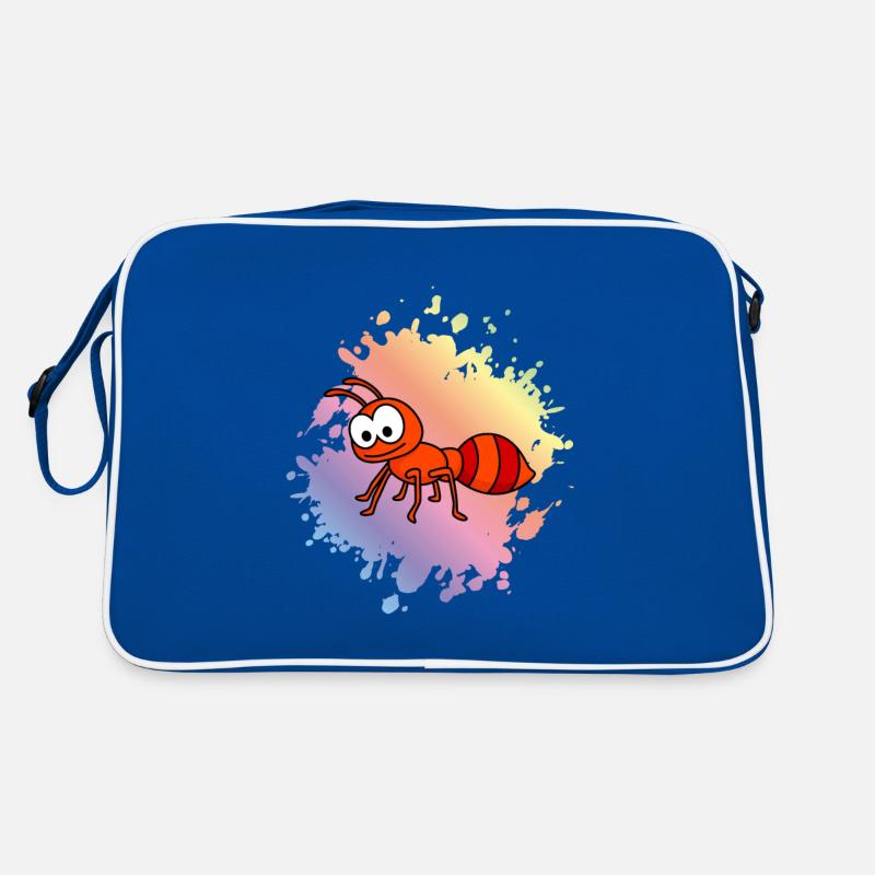 Ameise Comic Tier - Retro Tasche - Blau/Weiß