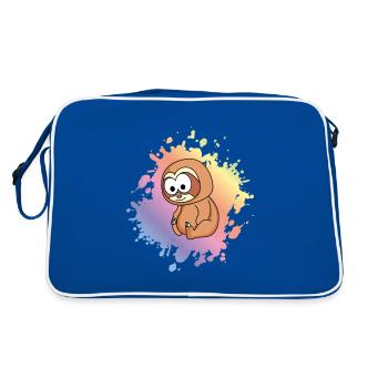 Faultier Comic Tier - Retro Tasche - Blau/Weiß - Hinten