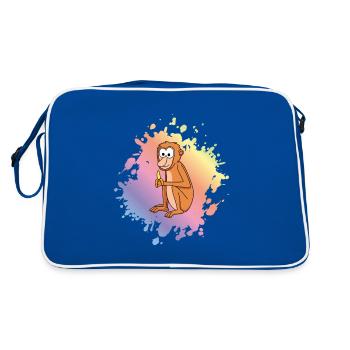 Monkey comic animal - Retro Bag - blue/white - Back