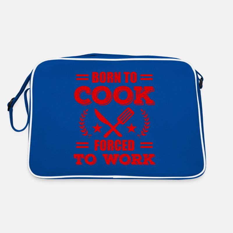 geboren zu kochen - Retro Tasche - Blau/Weiß
