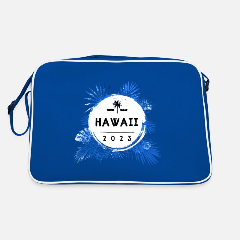 Hawaii 2023 Bunt - Retro Tasche - Blau/Weiß