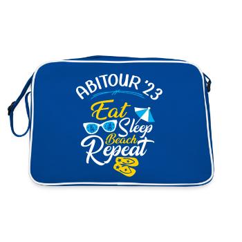 Abitour 2023 Abireise Abifahrt Abitur Party Feier - Retro Tasche - Blau/Weiß - Hinten