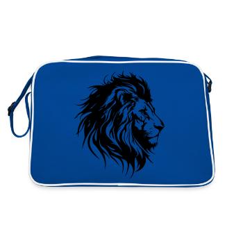 Lion Head Lion Silhouette - Retro Bag - blue/white - Back
