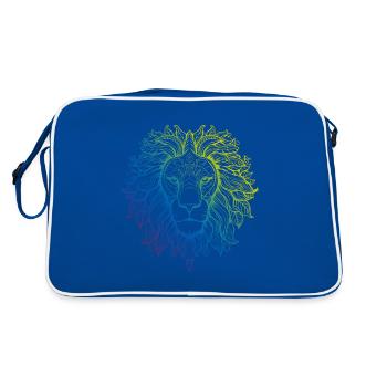 Löwe Mandala Boho - Retro Tasche - Blau/Weiß - Hinten