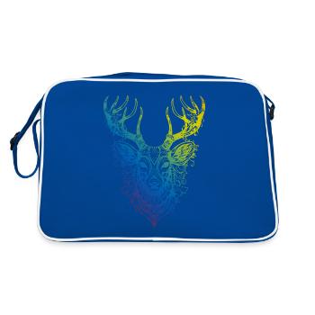 Hirsch Mandala Boho - Retro Tasche - Blau/Weiß - Hinten