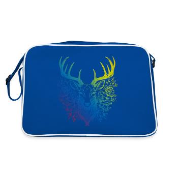 Hirsch Mandala Boho - Retro Tasche - Blau/Weiß - Hinten