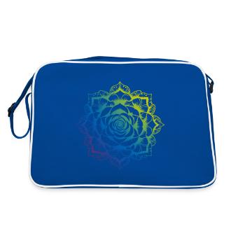 Rose Mandala Boho - Retro Tasche - Blau/Weiß - Hinten