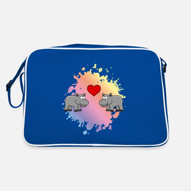 Nilpferd Comic Tier Paar Liebe Retro Tasche