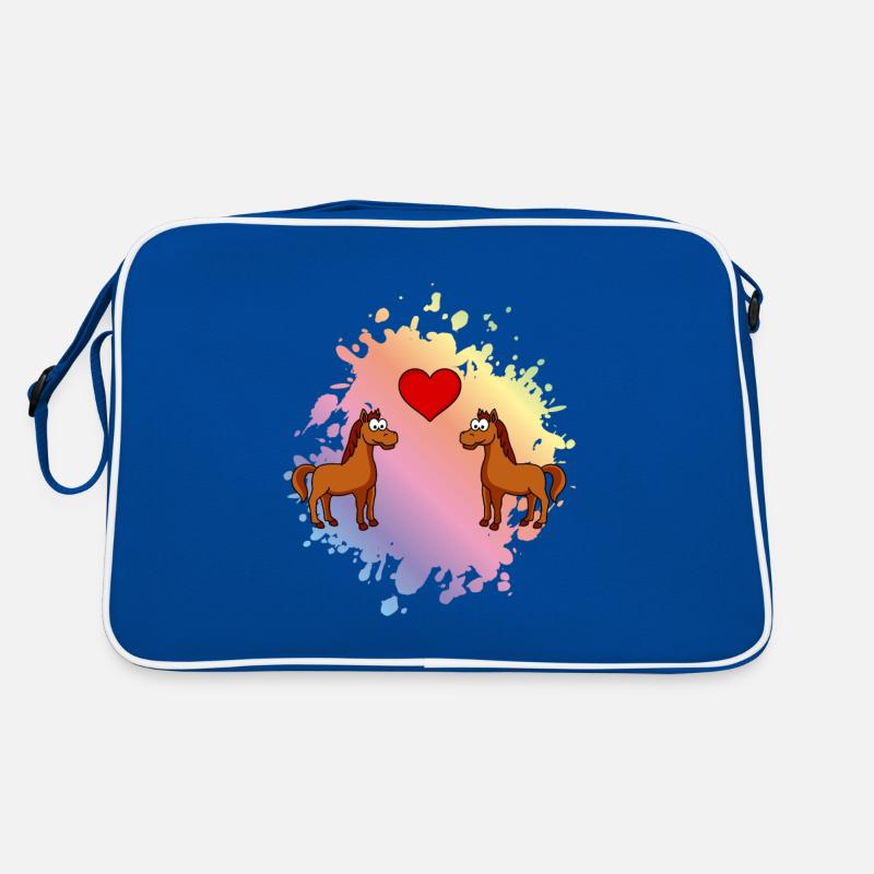 Pferd Comic Tier Paar Liebe Retro Tasche