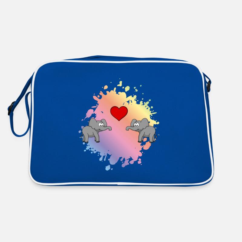 Elefant Comic Paar Liebe - Retro Tasche - Blau/Weiß