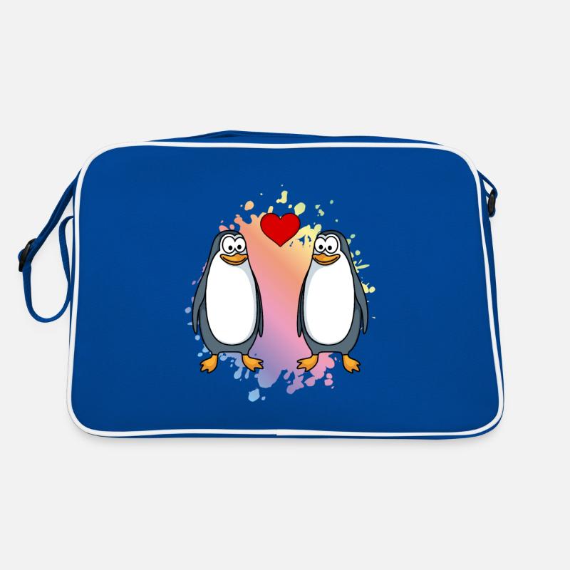 Pinguin Comic Paar Liebe Retro Tasche