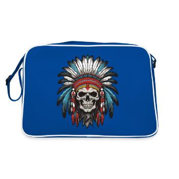 Crâne de chef indien Apache - Sac Retro - bleu/blanc - Dos