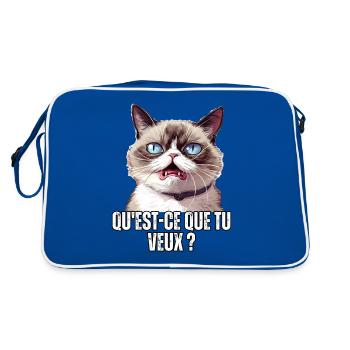Humour chat qu'est ce que tu veux ? blague meme - Sac Retro - bleu/blanc - Dos