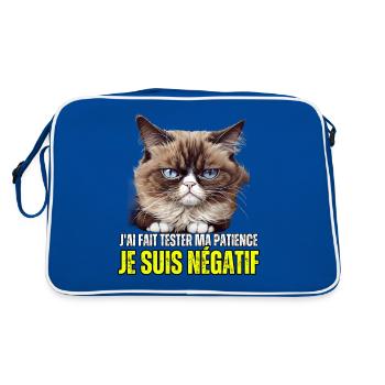 J'ai fait tester ma patience je suis négatif chat - Sac Retro - bleu/blanc - Dos
