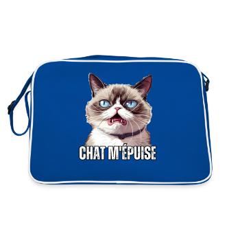 chat m'épuise jeu de mot humour fatigué démotivé - Sac Retro - bleu/blanc - Dos