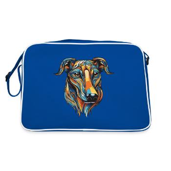 Portrait de chien Greyhound - Sac Retro - bleu/blanc - Dos