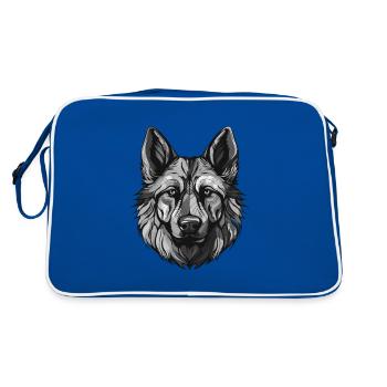 German Shepherd Dog Portrait Animal - Retro Bag - blue/white - Back